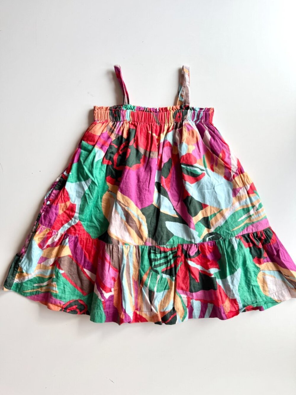 Girls' GAP Bright Floral Printed Cotton Poplin Tiered A-Line Dress, Size 5T